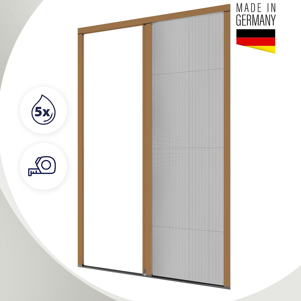 Plisseetür nach Maß mit hochwertigem Aluminiumrahmen und langlebigem Plisseegewebe – Made in Germany. in Ocker (RAL 8001)