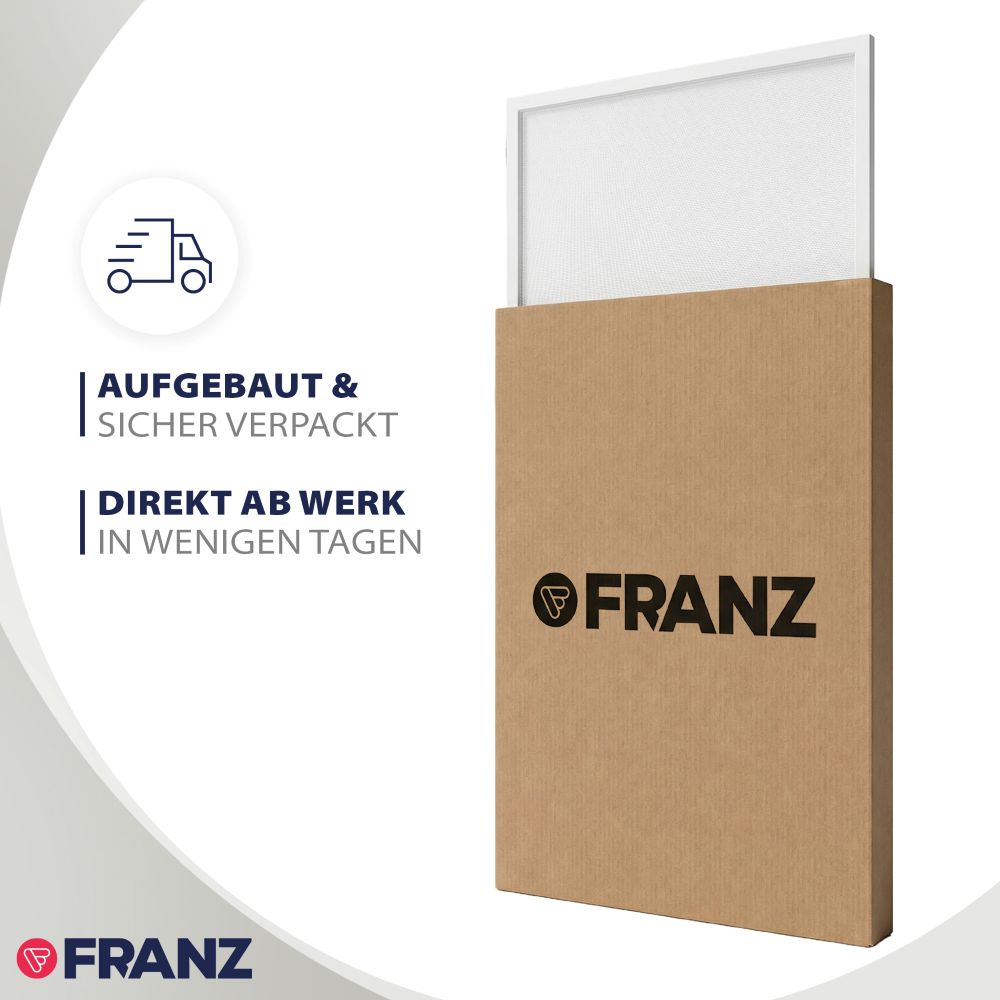 Fliegengitter Fenster Slim nach Maß vollständig aufgebaut und sicher verpackt für den direkten Versand ab Werk