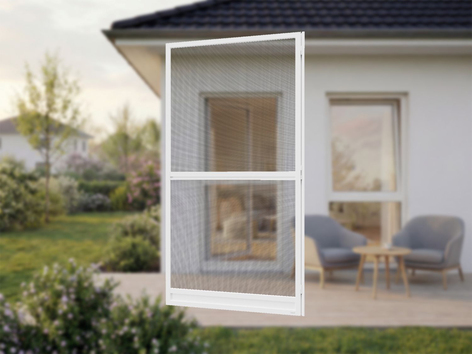 Fliegengitter Tür nach Maß als Drehtür für Balkon und Terrasse mit effektivem Insektenschutz