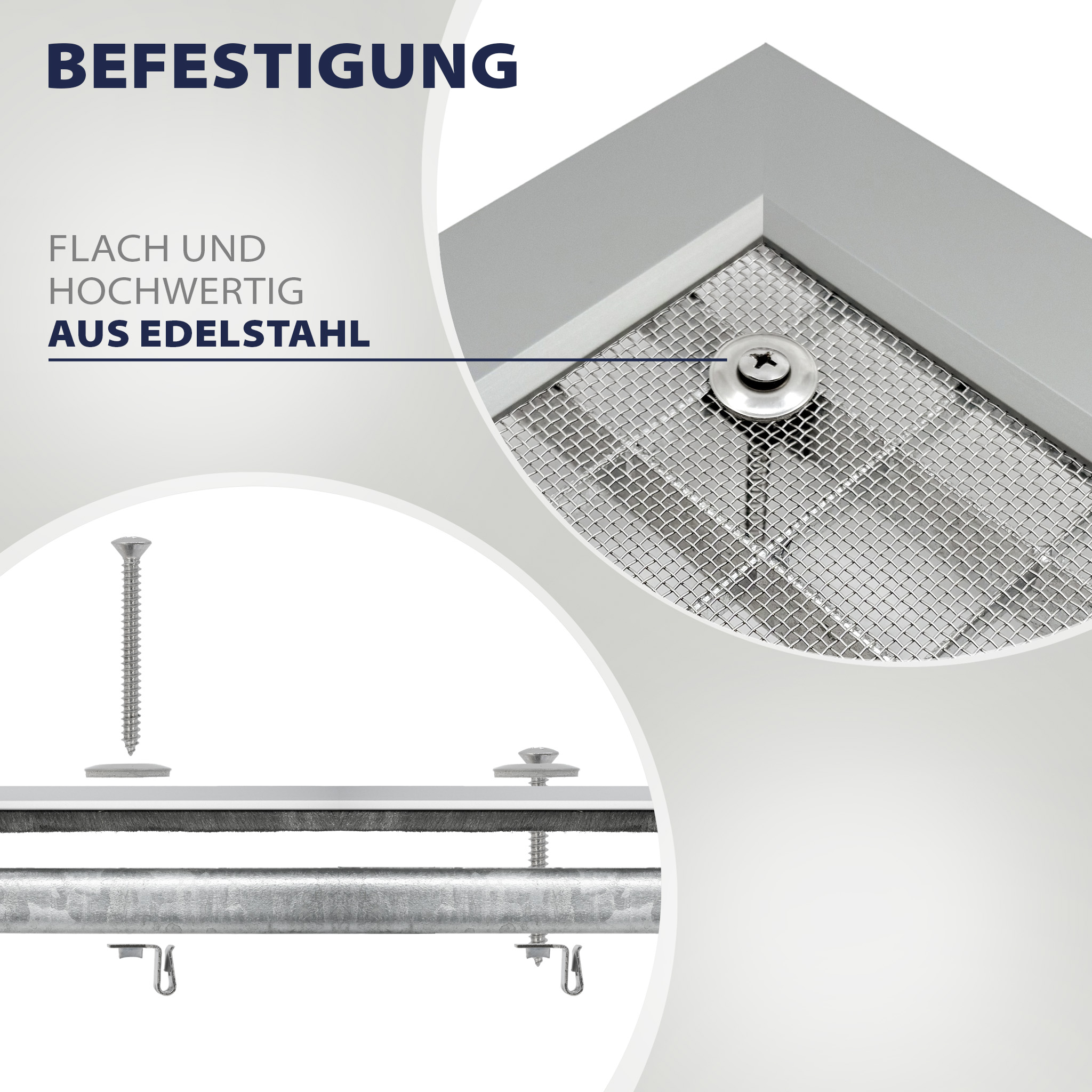 Detailansicht Lichtschachtabdeckung nach Maß mit Befestigungssystem und erforderlicher Falztiefe von mindestens 12 mm für sicheren Halt